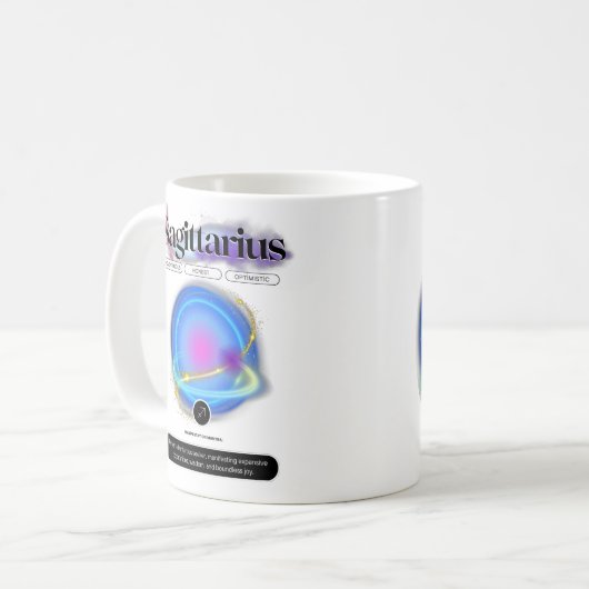 モダン〔占星術の〕十二宮図標識射手座引用文要素火災 コーヒーマグカップ (正面左)