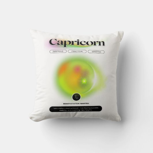 モダン〔占星術の〕十二宮図標識山羊座引用文地球要素 クッション (正面)