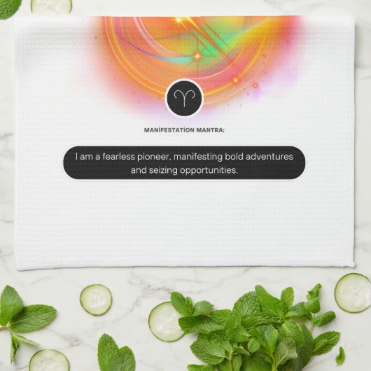 モダン〔占星術の〕十二宮図標識引用文 | 要素火災 キッチンタオル (折り畳み)