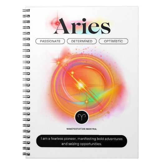 モダン〔占星術の〕十二宮図標識引用文 | 要素火災 ノートブック (正面)