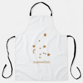 モダン〔占星術の〕十二宮図標識金ゴールドアクエリアス |エアエレメント エプロン (正面)