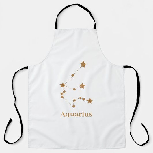 モダン〔占星術の〕十二宮図標識金ゴールドアクエリアス |エアエレメント エプロン (正面)