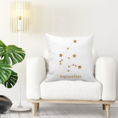 モダン〔占星術の〕十二宮図標識金ゴールドアクエリアス |エアエレメント クッション