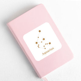 モダン〔占星術の〕十二宮図標識金ゴールドアクエリアス |エアエレメント スクエアシール