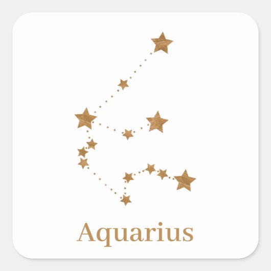 モダン〔占星術の〕十二宮図標識金ゴールドアクエリアス |エアエレメント スクエアシール (正面)
