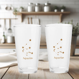 モダン〔占星術の〕十二宮図標識金ゴールドアクエリアス |エアエレメント タンブラーグラス