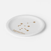 モダン〔占星術の〕十二宮図標識金ゴールドアクエリアス |エアエレメント ペーパープレート (アングル)