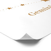 モダン〔占星術の〕十二宮図標識金ゴールドジェミニ |エアエレメント ポスター (角)