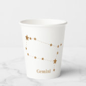モダン〔占星術の〕十二宮図標識金ゴールドジェミニ |エアエレメント 紙コップ (裏面)