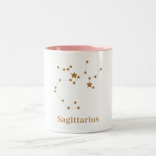 モダン〔占星術の〕十二宮図標識金ゴールド射手座|要素火災 ツートーンマグカップ (中央)