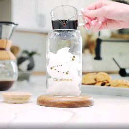 モダン〔占星術の〕十二宮図標識金ゴールド山羊座 |要素地球 ガラス缶