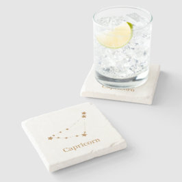 モダン〔占星術の〕十二宮図標識金ゴールド山羊座 |要素地球 ストーンコースター