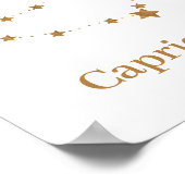 モダン〔占星術の〕十二宮図標識金ゴールド山羊座 |要素地球 ポスター (角)