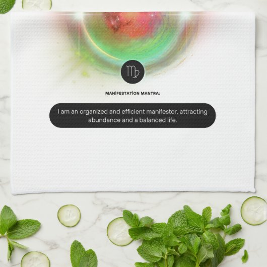 モダン〔占星術の〕十二宮図標識《星座》乙女座引用文地球要素 キッチンタオル (折り畳み)