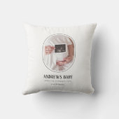 モダン 喜びとともに もっと楽しみな 赤ちゃんの写真 クリスマス クッション (裏面)