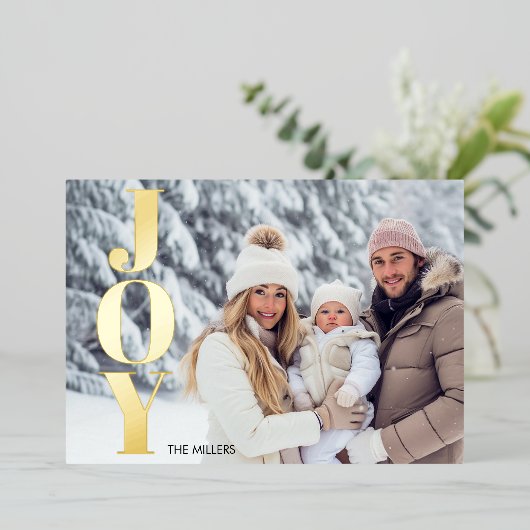 モダン　喜び タイポグラフィ ミニマル 1枚の写真 タルタン プライド 箔シーズンカード (立ち正面)