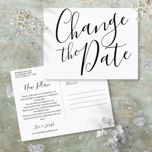 モダン 変更日延期イベント 案内ポストカード