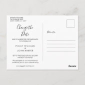 モダン 変更日 ウェディング フォト フラワー ポストカード (裏面)