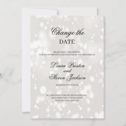 モダン 変更日 結婚式延期のお知らせ 招待状 (正面)