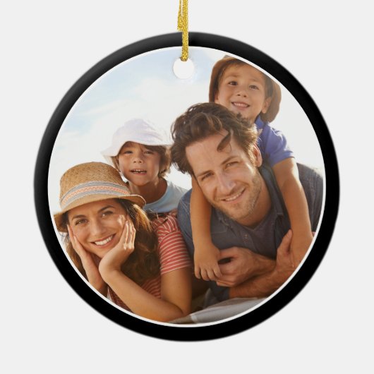 モダン +家族エレガント休暇写真クリスマス セラミックオーナメント (裏面)