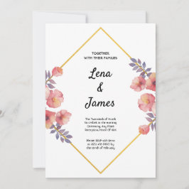 モダン&幾何エレガントフローラ 招待状