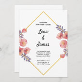 モダン&幾何エレガントフローラ 招待状 (正面/裏面)