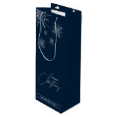 モダン |幾何学的な雪 |クリスマスカスタム。 ワインギフトバッグ (正面アングル)