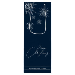 モダン |幾何学的な雪 |クリスマスカスタム。 ワインギフトバッグ