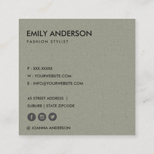 モダン 幾何学的抽象 アート セラミック質感 スクエア名刺 (裏面)