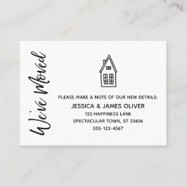 モダン「引っ越しました」カードとリトルハウススケッチ 名刺