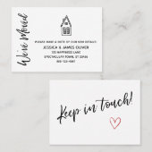 モダン「引っ越しました」カードとリトルハウススケッチ 名刺 (正面/裏面)