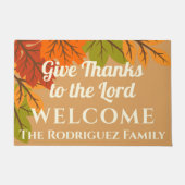 モダン 感謝の気持ちを主へ Thanksgiving 秋 ドアマット (正面)
