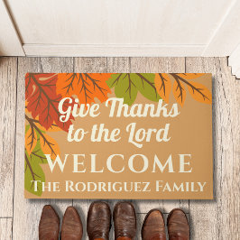 モダン 感謝の気持ちを主へ Thanksgiving 秋 ドアマット