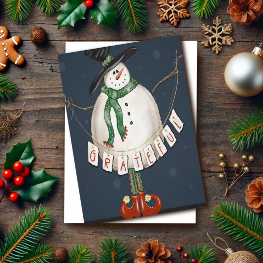 モダン 感謝 かわいい 雪だるま クリスマス インスピリテイ カード