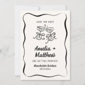 モダン&手お洒落引き日付保存 招待状 (正面)