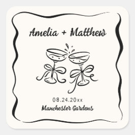 モダン&手お洒落引き結婚の スクエアシール