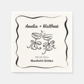 モダン&手お洒落引き結婚の スタンダードカクテルナプキン (正面)