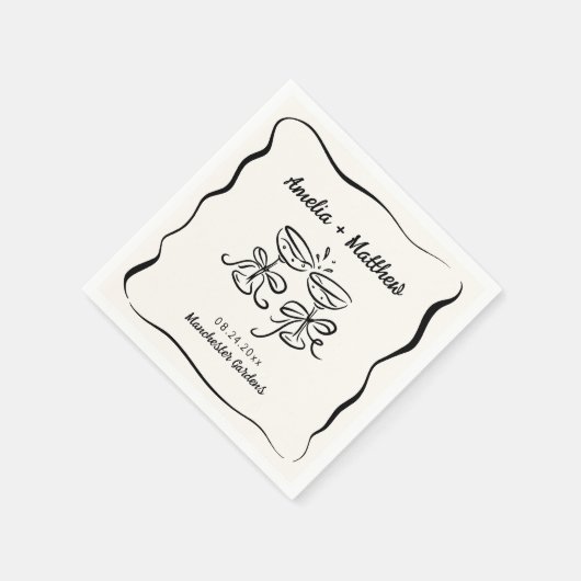 モダン&手お洒落引き結婚の スタンダードカクテルナプキン (角)