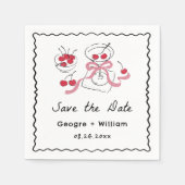 モダン&手お洒落引き結婚の スタンダードカクテルナプキン (正面)