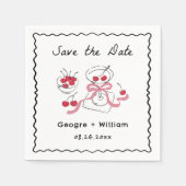 モダン&手お洒落引き結婚の スタンダードカクテルナプキン (正面)