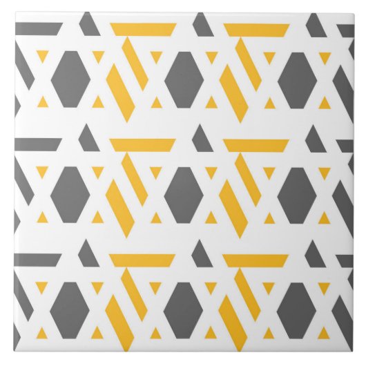 モダン,抽象芸術,グレー,マスタードイエロー,白 タイル (正面)