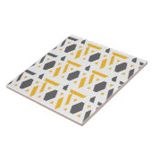 モダン,抽象芸術,グレー,マスタードイエロー,白 タイル (側面)