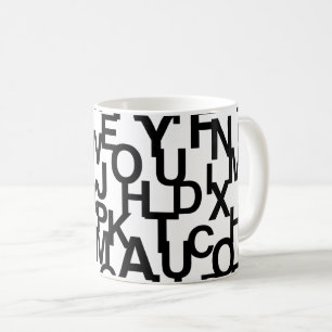 モダン,抽象芸術,文字付きの雑然としたパターン コーヒーマグカップ