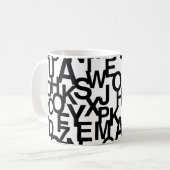 モダン,抽象芸術,文字付きの雑然としたパターン コーヒーマグカップ (正面左)