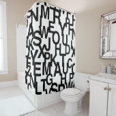 モダン,抽象芸術，文字付きの雑然としたパターン シャワーカーテン (インサイチュ)