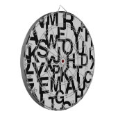 モダン,抽象芸術，文字付きの雑然としたパターン ダーツボード (正面左)