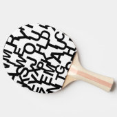 モダン,抽象芸術，文字付きの雑然としたパターン 卓球ラケット (横)