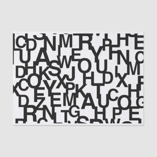 モダン,抽象芸術，文字付きの雑然としたパターン 薄葉紙 (正面)