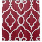 モダン、明るいグレーエレガントのバーガンディのオーナメント シャワーカーテン (正面)