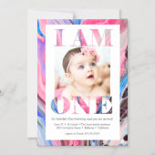 モダン +明るい写真1歳の誕生日 マグネット招待状 (正面)